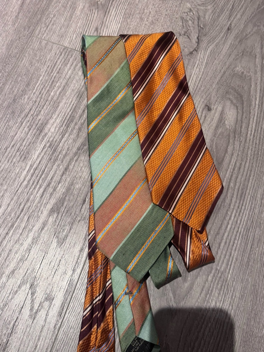 ERMENEGILDO ZEGNA Striped Orange and Green Men's Tie Set